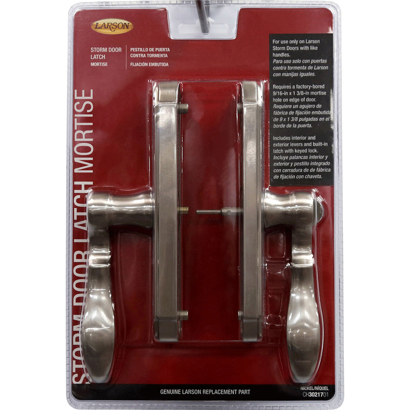 LARSON - Larson M2 Brushed Nickel Silver Zinc Mortise Latch 1 pk