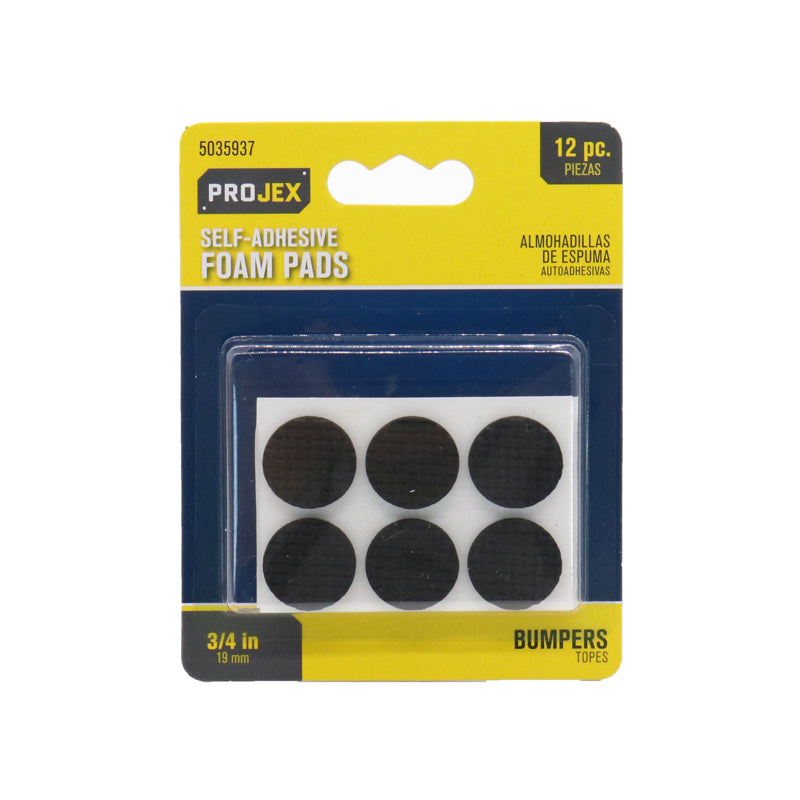 PROJEX - Projex Foam Self Adhesive Non-Skid Pad Black Round 3/4 in. W 12 pk