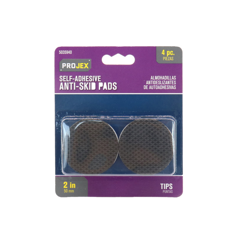 PROJEX - Projex Rubber Self Adhesive Non-Skid Pad Black Round 2 in. W 4 pk