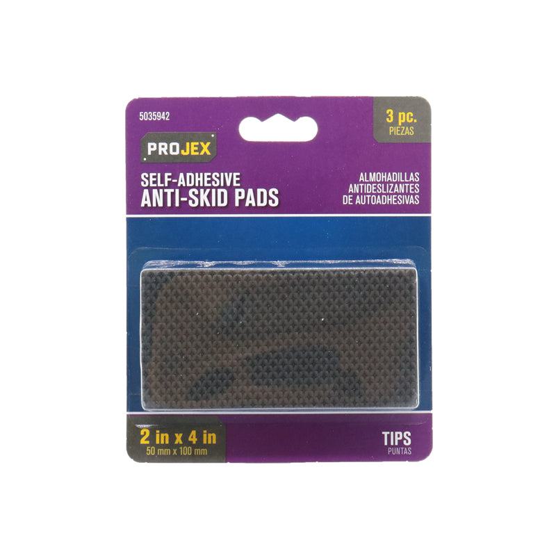 PROJEX - Projex Rubber Self Adhesive Non-Skid Pad Black Rectangle 2 in. W X 4 in. L 3 pk