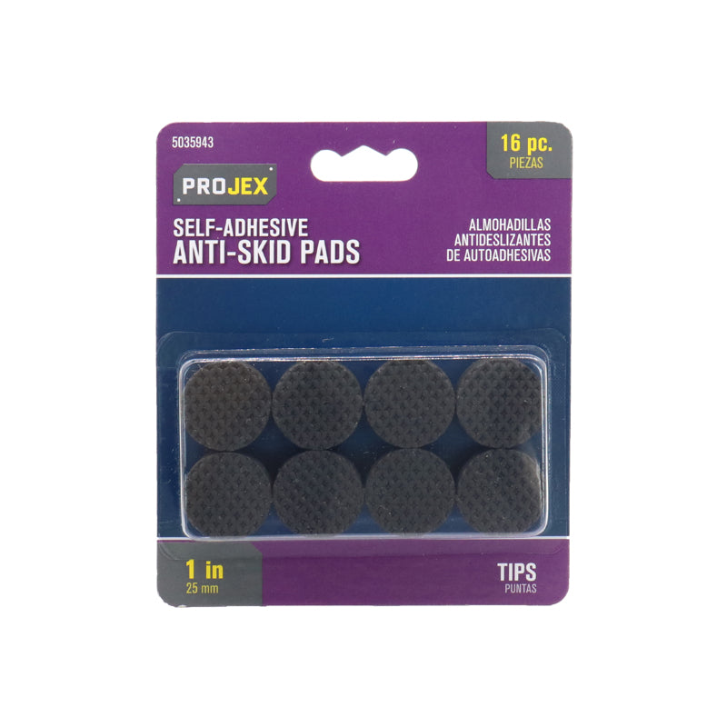 PROJEX - Projex Rubber Self Adhesive Non-Skid Pad Black Round 1 in. W 16 pk