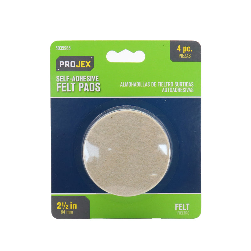 PROJEX - Projex Felt Self Adhesive Surface Pad Brown Round 2-1/2 in. W 4 pk