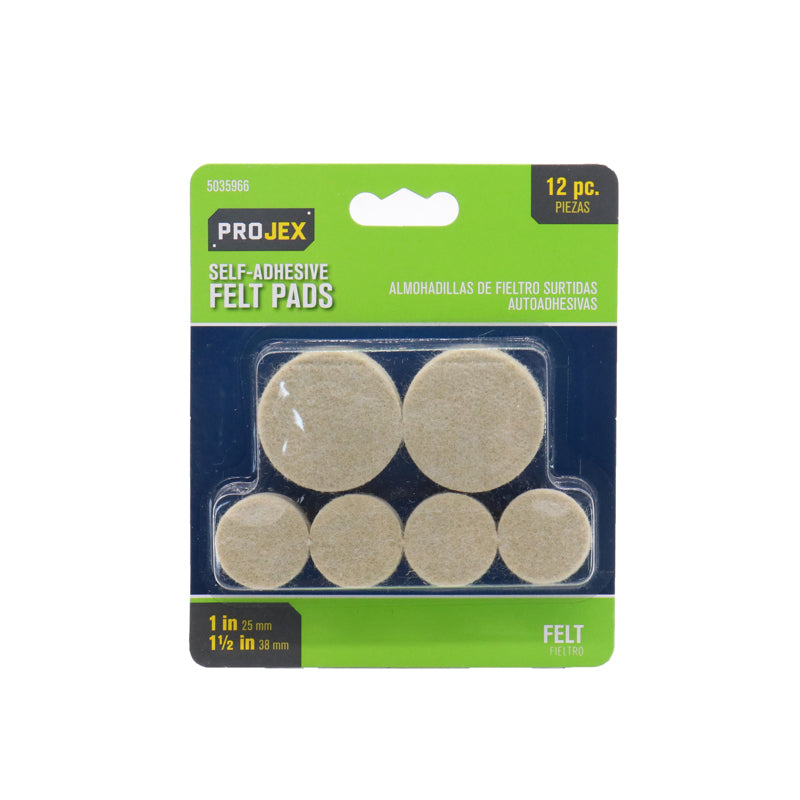 PROJEX - Projex Felt Self Adhesive Table/Chair Pad Brown Round 1 and 1-1/2 in. W 12 pk