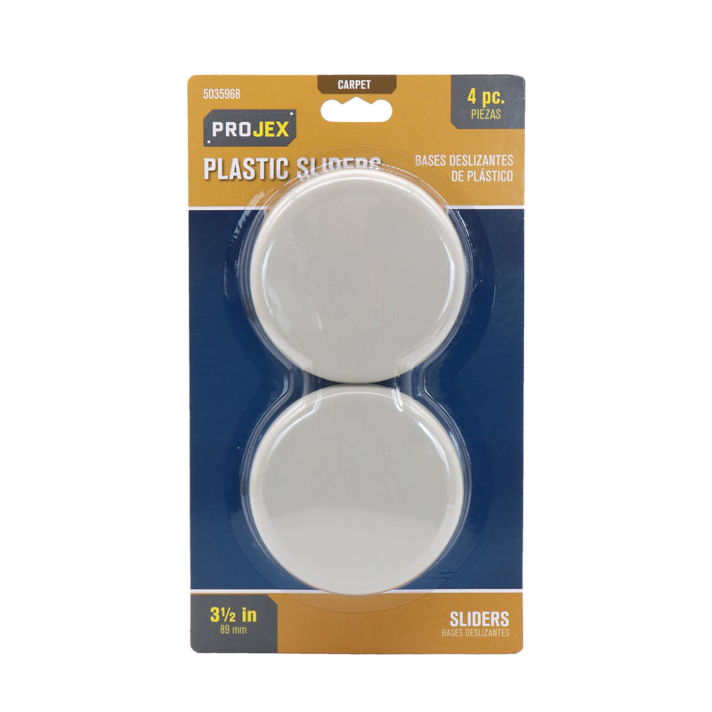 PROJEX - Projex White 3-1/2 in. Adhesive Plastic Chair Glide 4 pk