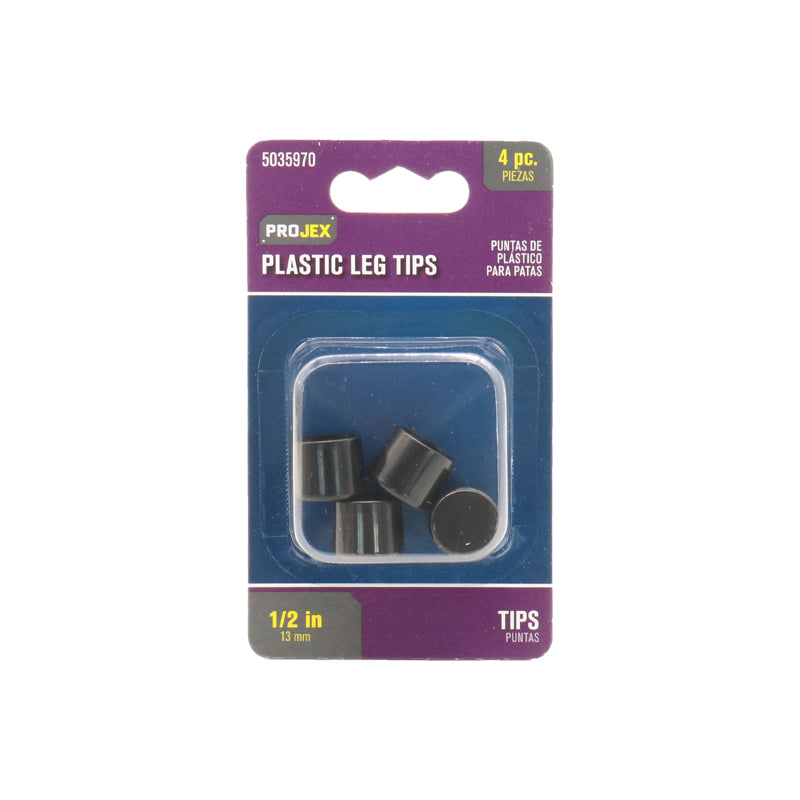 PROJEX - Projex Plastic Leg Tip Black Round 1/2 in. W 4 pk