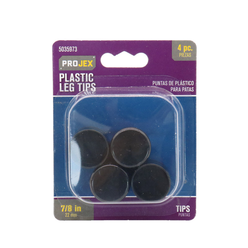 PROJEX - Projex Plastic Leg Tip Black Round 7/8 in. W 4 pk