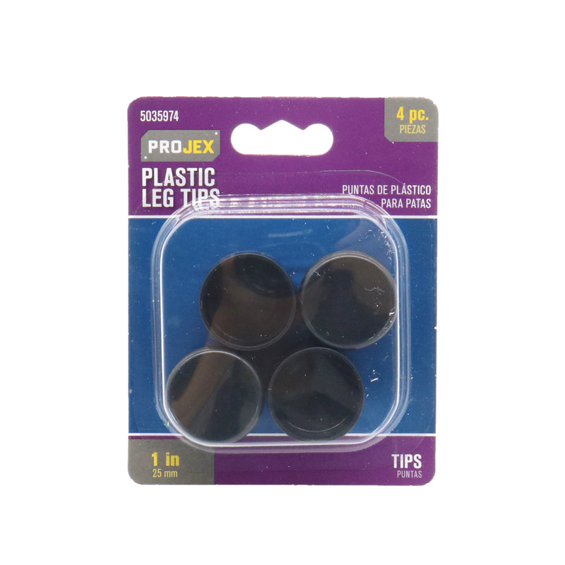 PROJEX - Projex Plastic Leg Tip Black Round 1 in. W 4 pk