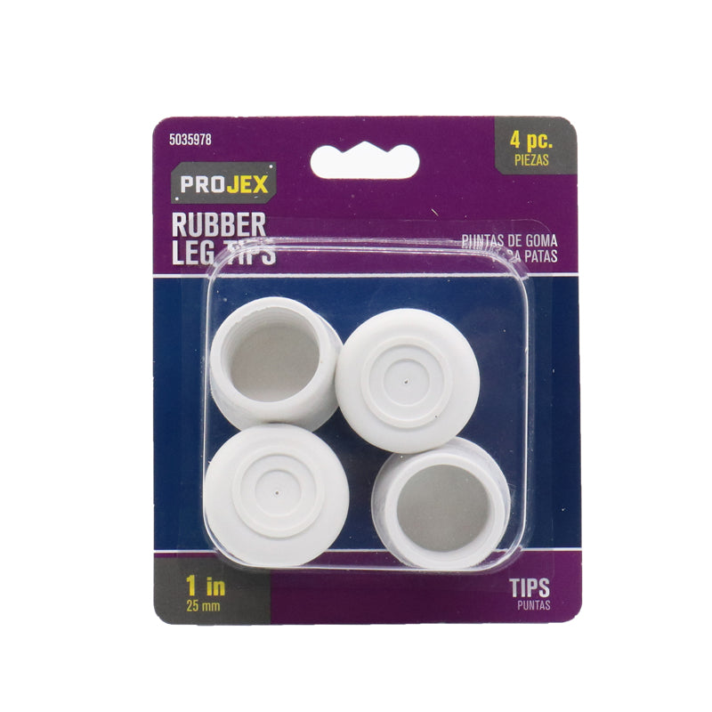 PROJEX - Projex Rubber Leg Tip Off-White Round 1 in. W 4 pk
