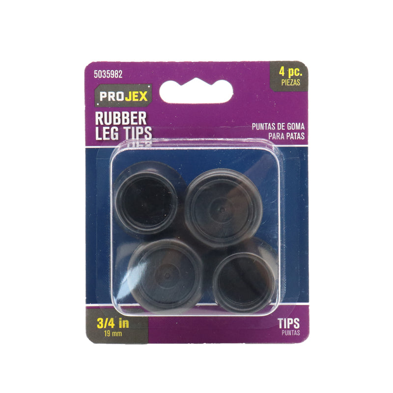 PROJEX - Projex Rubber Leg Tip Black Round 3/4 in. W 4 pk