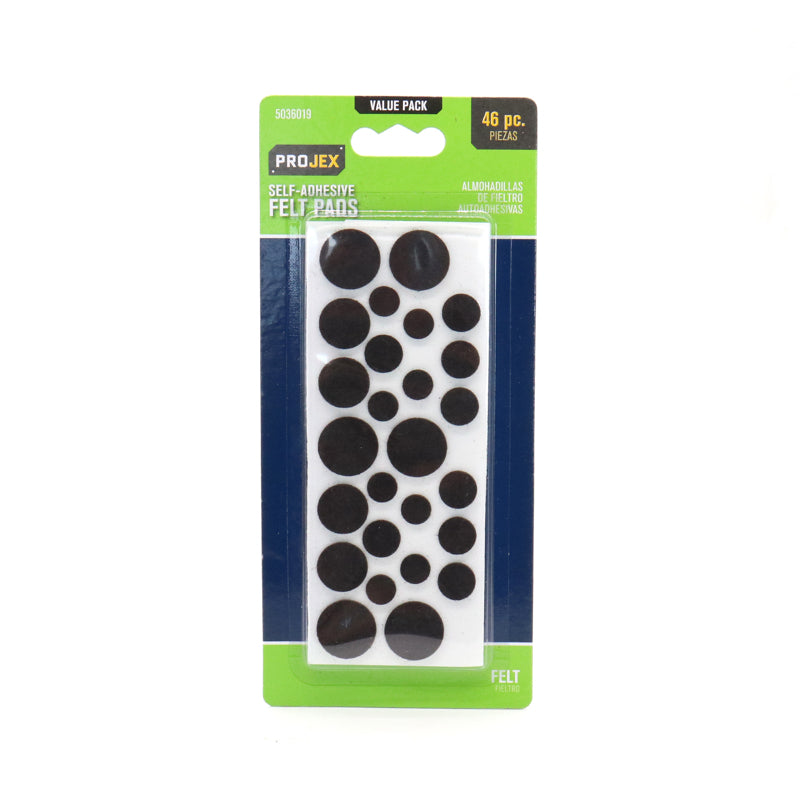 PROJEX - Projex Felt Self Adhesive Surface Pad Brown Round various in. W 46 pk