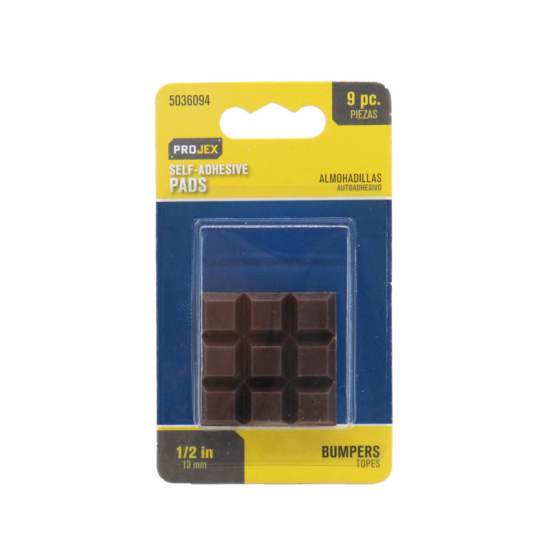 PROJEX - Projex Rubber Self Adhesive Bumper Pad Brown Square 1/2 in. W X 1/2 in. L 9 pk