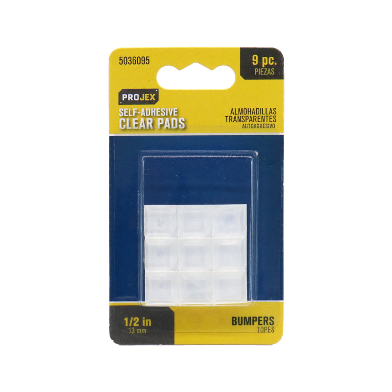 PROJEX - Projex Vinyl Self Adhesive Bumper Pad Clear Square 1/2 in. W X 1/2 in. L 9 pk