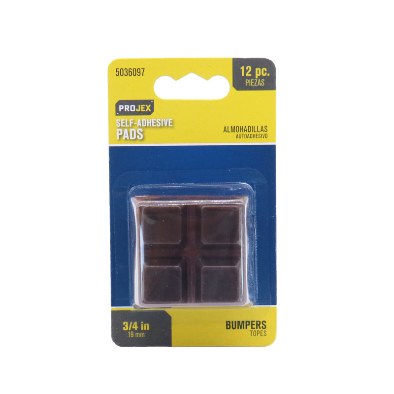 PROJEX - Projex Vinyl Self Adhesive Bumper Pad Brown Square 3/4 in. W X 3/4 in. L 12 pk