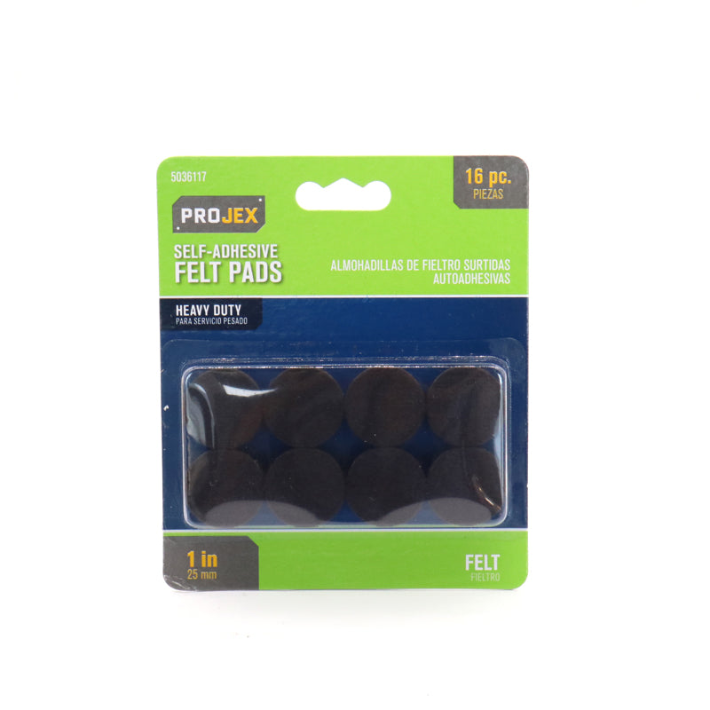 PROJEX - Projex Felt Self Adhesive Protective Pad Brown Round 1 in. W 16 pk