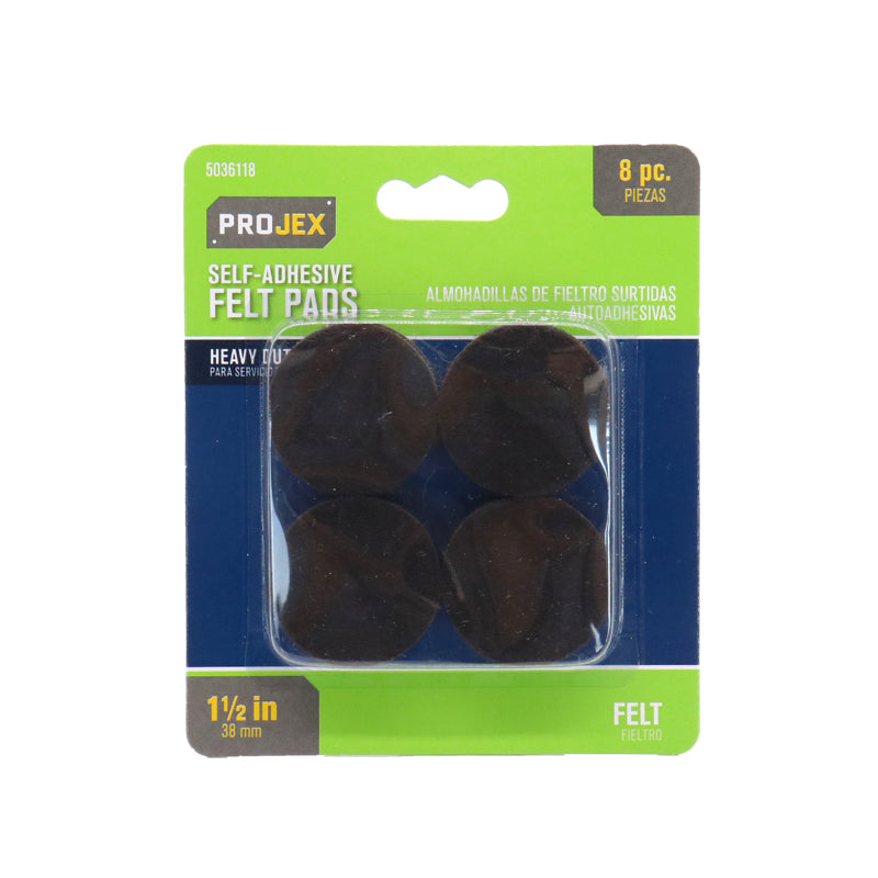 PROJEX - Projex Felt Self Adhesive Protective Pad Brown Round 1-1/2 in. W 8 pk