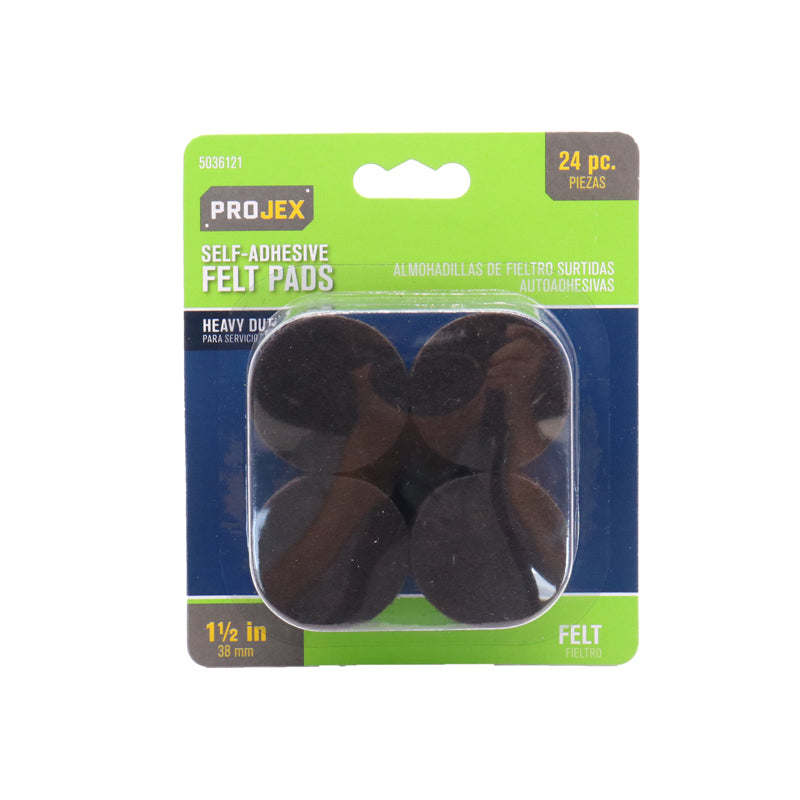 PROJEX - Projex Felt Self Adhesive Protective Pad Brown Round 1-1/2 in. W 16 pk