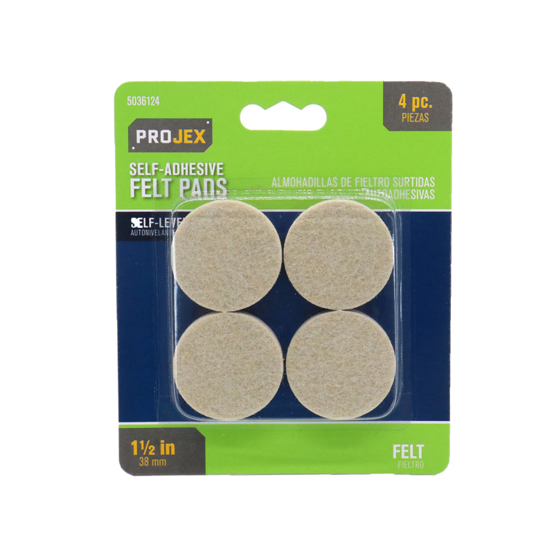 PROJEX - Projex Felt Self Adhesive Surface Pad Brown Round 1-1/2 in. W 4 pk