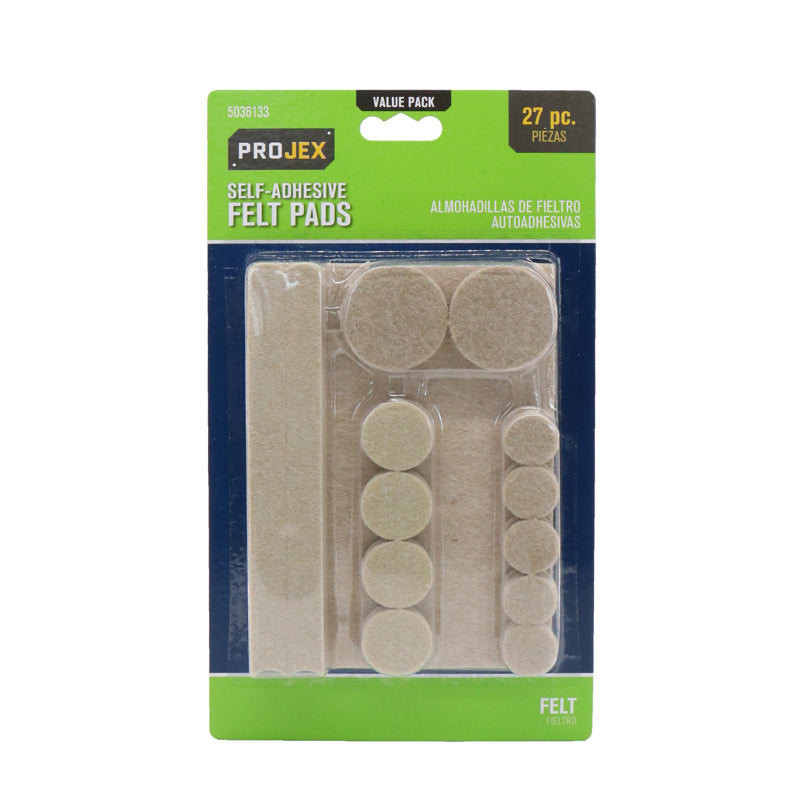 PROJEX - Projex Felt Self Adhesive Surface Pad Brown Round 6 in. W 27 pk