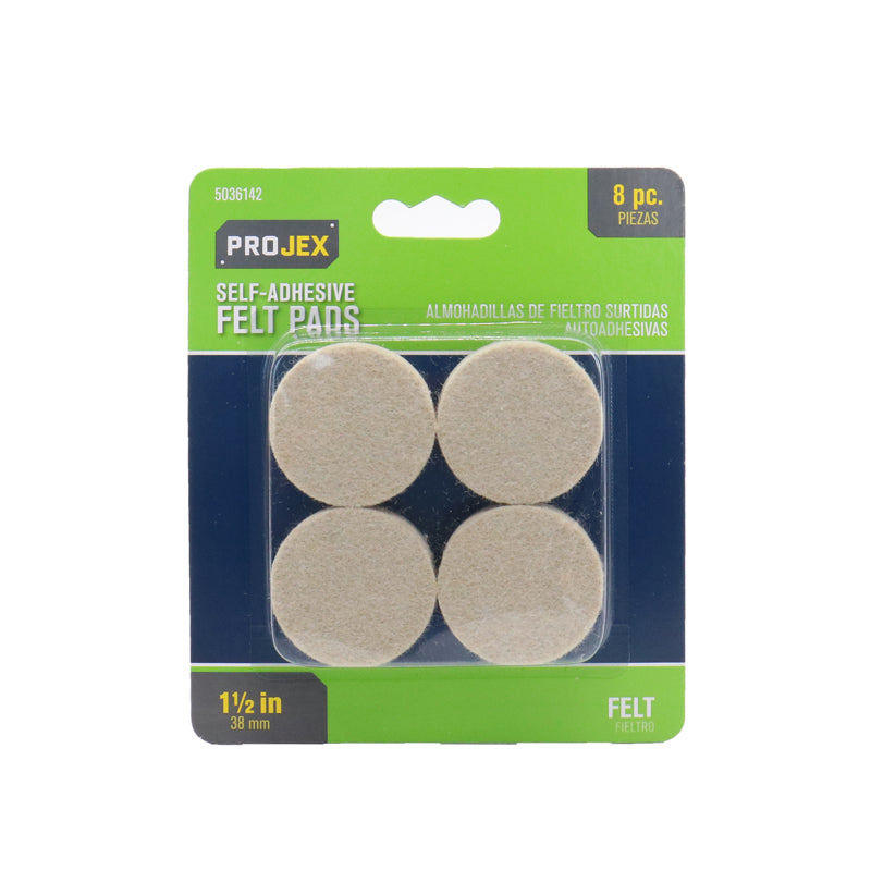 PROJEX - Projex Felt Self Adhesive Protective Pad White Round 1-1/2 in. W 8 pk