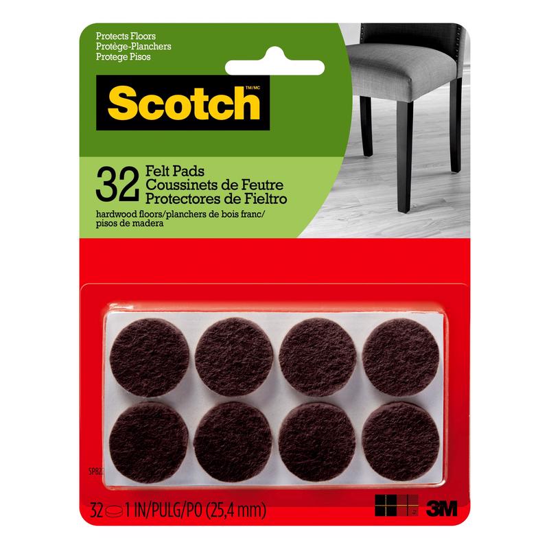 SCOTCH - 3M Scotch Felt Self Adhesive Protective Pad Brown Round 1 in. W 32 pk - Case of 6