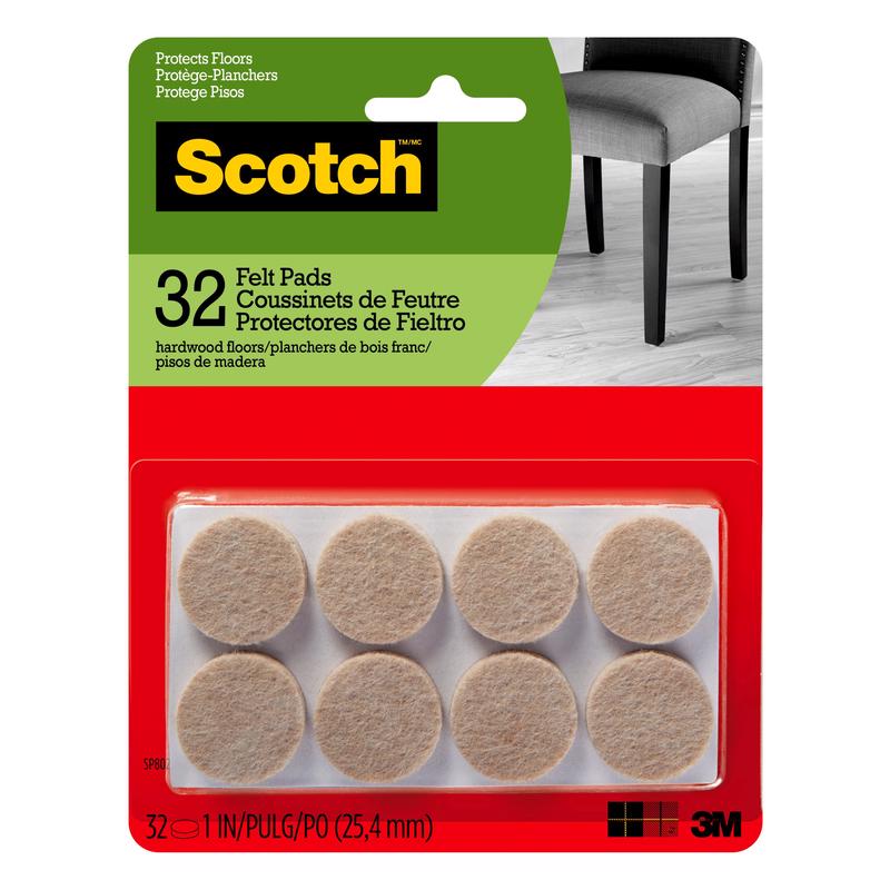 SCOTCH - 3M Scotch Felt Self Adhesive Protective Pad Beige Round 1 in. W 32 pk - Case of 6