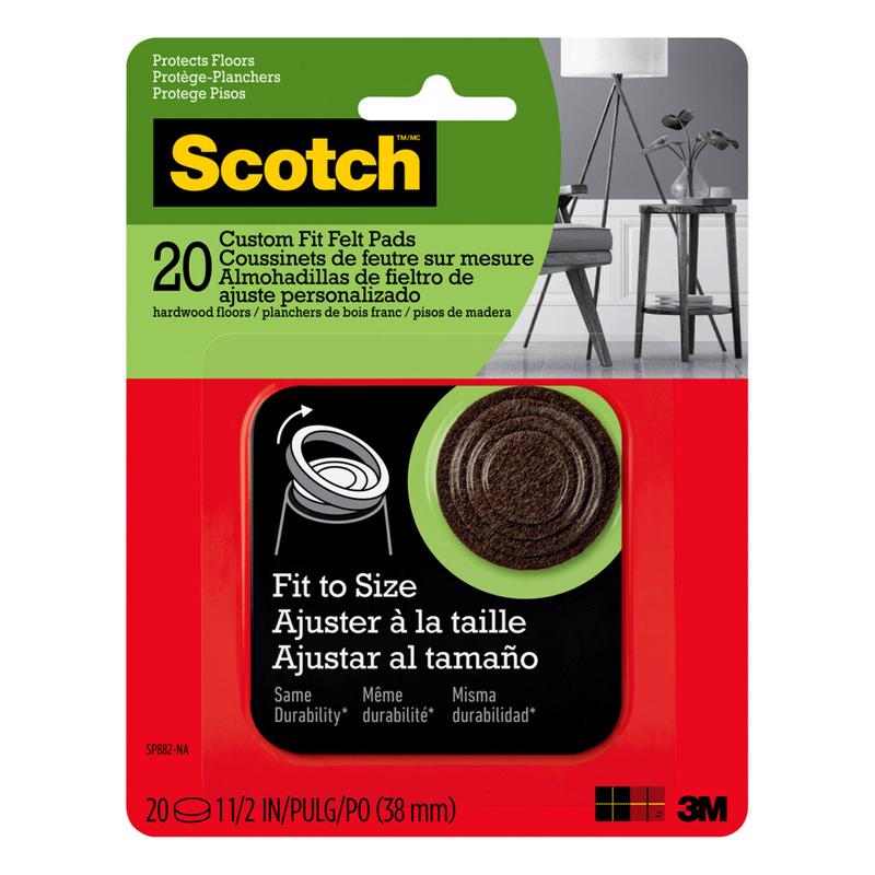 SCOTCH - 3M Scotch Felt Self Adhesive Protective Pad Brown Round 1.5 in. W 20 pk - Case of 6