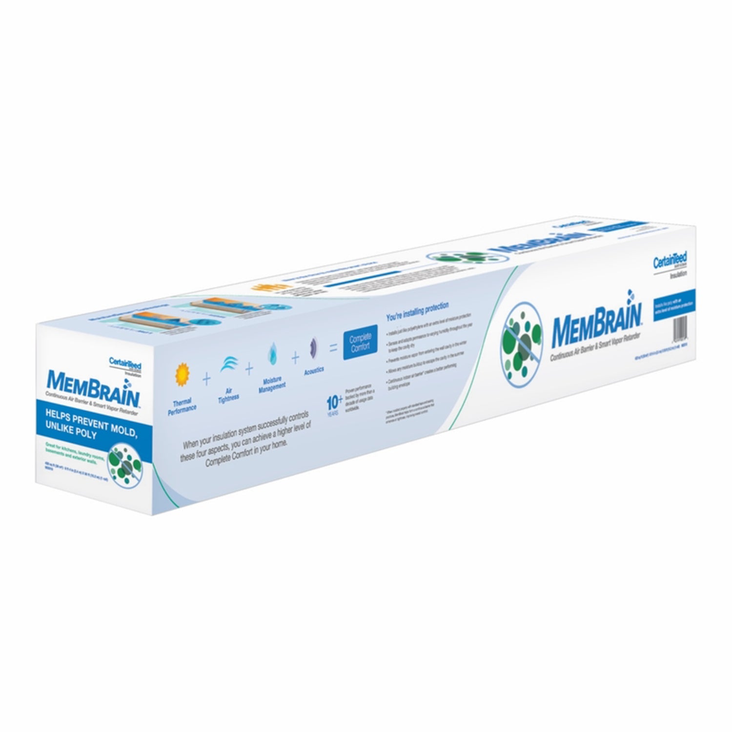 CertainTeed MemBrain 8 ft. W X 50 ft. L X 2 mil Air Barrier and Smart Vapor Retarder Roll 416.5 sq f