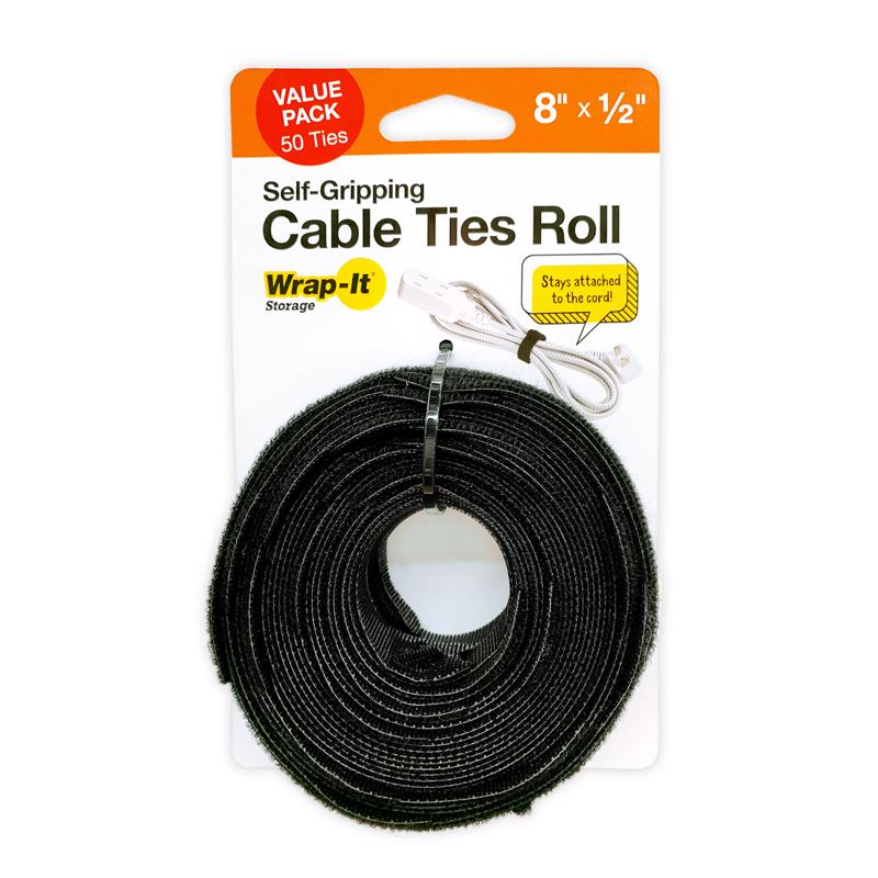 WRAP-IT - Wrap-It Cable Ties  Roll 8 in. L Black Nylon Cable Ties Roll