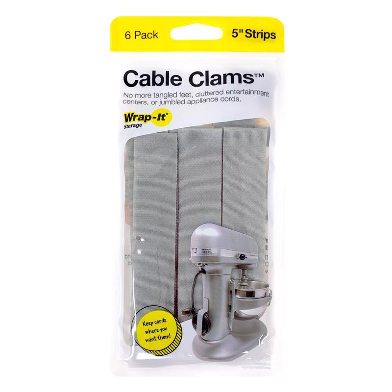 WRAP-IT - Wrap-It Cable Clams 5 in. L Gray Nylon Cord Organizer Strip