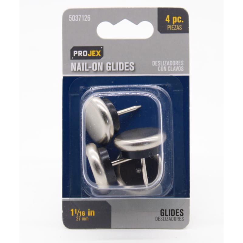 PROJEX - Projex Silver 1-1/16 in. Nail-On Nickel Chair Glide 4 pk