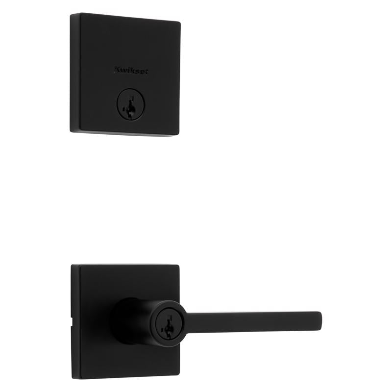 KWIKSET - Kwikset Halifax Matte Black Zinc Lever and Single Cylinder Deadbolt