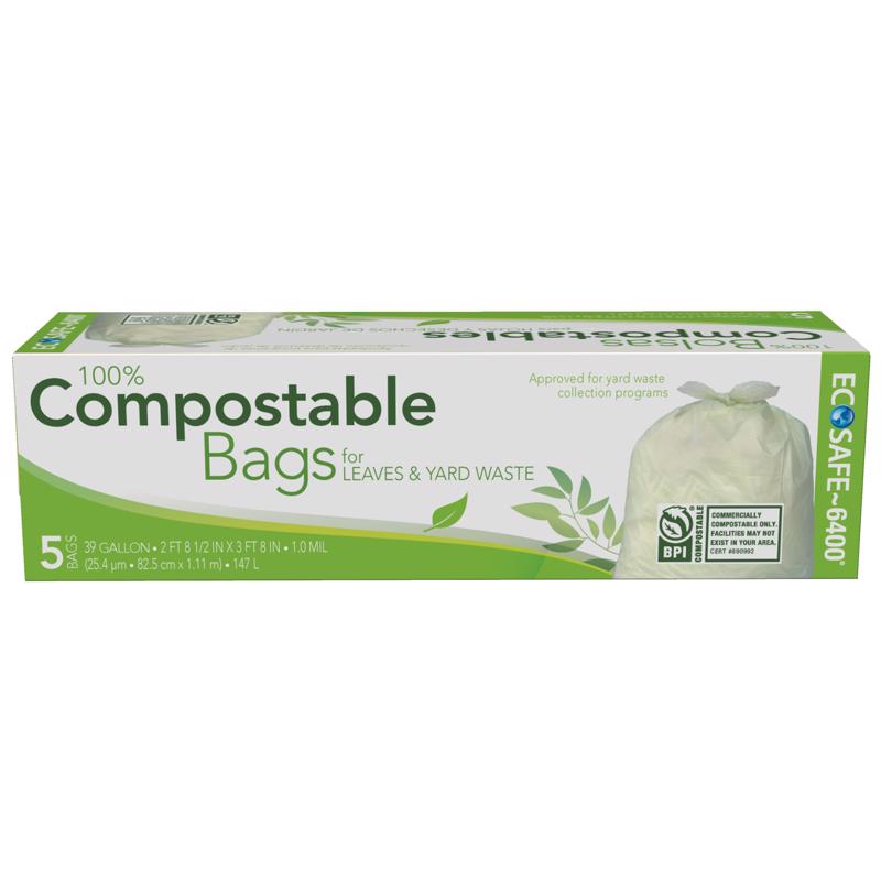 ECO-SAFE - Eco-Safe Compostable 39 gal Lawn & Leaf Bags Twist Tie 5 pk