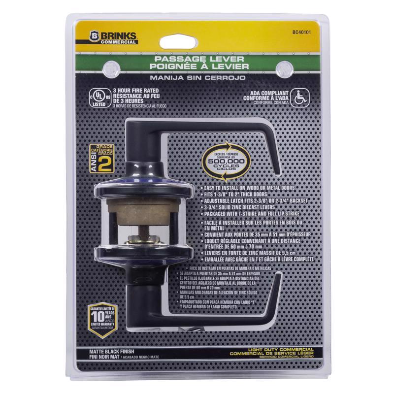 BRINKS COMMERCIAL - Brinks Commercial Matte Black Passage Lever 2 in.