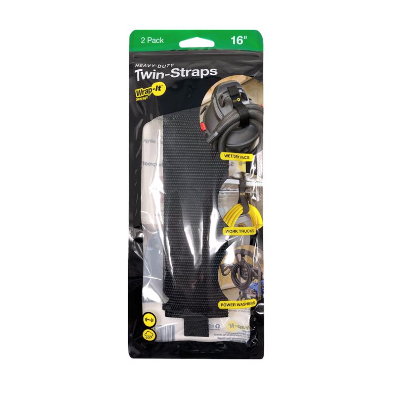 WRAP-IT - Wrap-It Twin Straps 16 in. L Black Polypropylene Cable Organizer