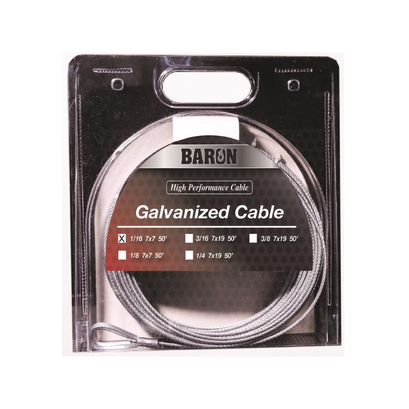 BARON - Baron Galvanized Galvanized Steel 1/16 in. D X 50 ft. L Aircraft Cable