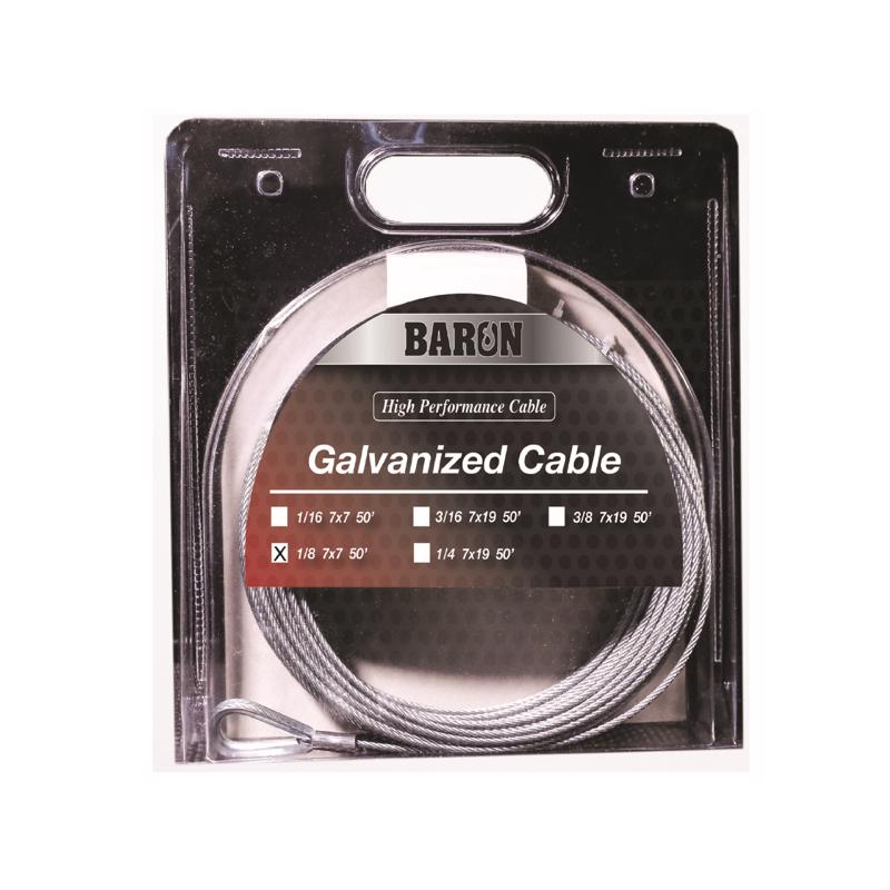 BARON - Baron Galvanized Galvanized Steel 1/8 in. D X 50 ft. L Aircraft Cable