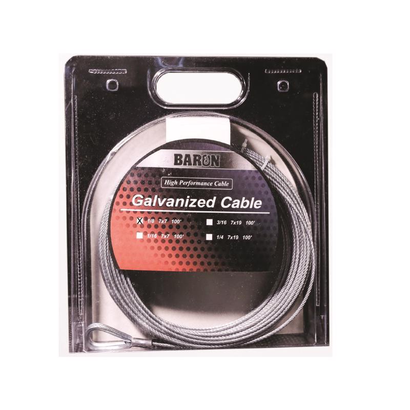 BARON - Baron Galvanized Galvanized Steel 1/8 in. D X 100 ft. L Aircraft Cable