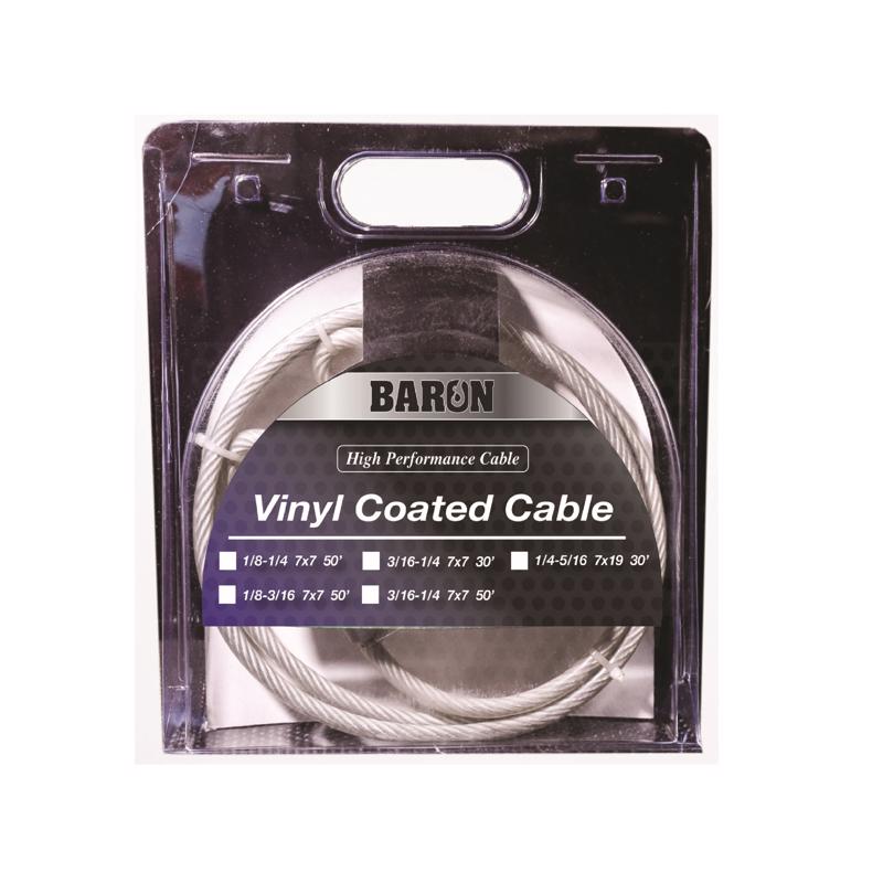 BARON - Baron Vinyl Coated Galvanized Steel 3/16-1/4 in. D X 30 ft. L Aircraft Cable