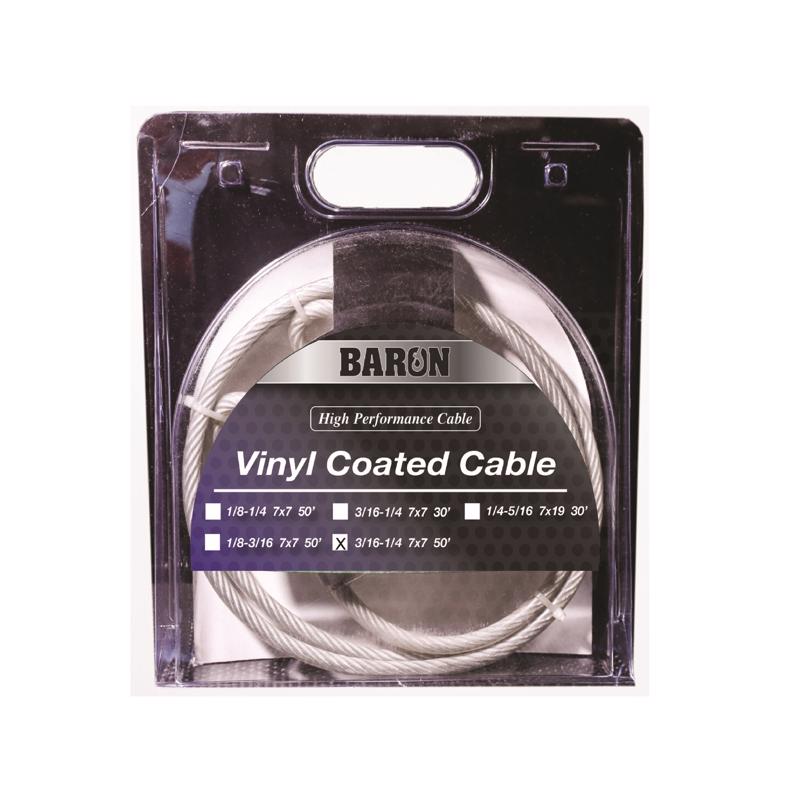 BARON - Baron Vinyl Coated Galvanized Steel 3/16-1/4 in. D X 50 ft. L Aircraft Cable