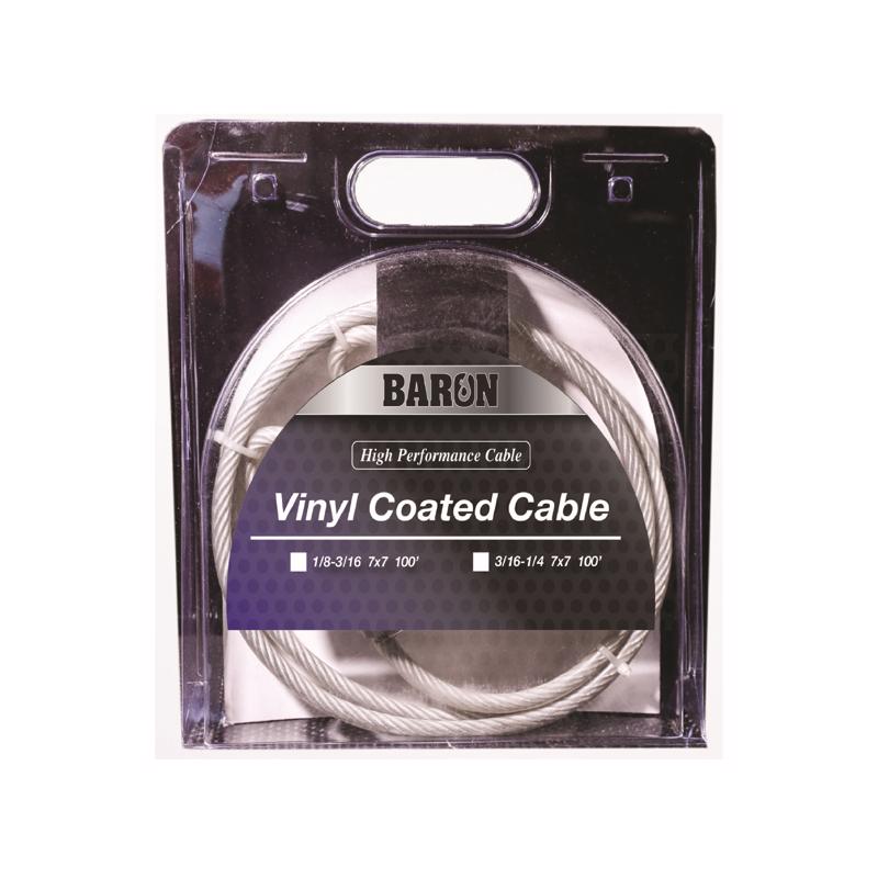 BARON - Baron Vinyl Coated Galvanized Steel 3/16-1/4 in. D X 100 ft. L Aircraft Cable