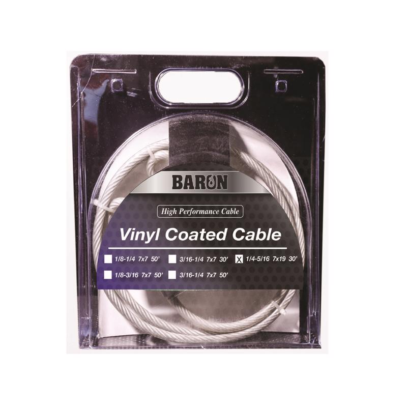 BARON - Baron Vinyl Coated Galvanized Steel 1/4-5/16 in. D X 30 ft. L Aircraft Cable