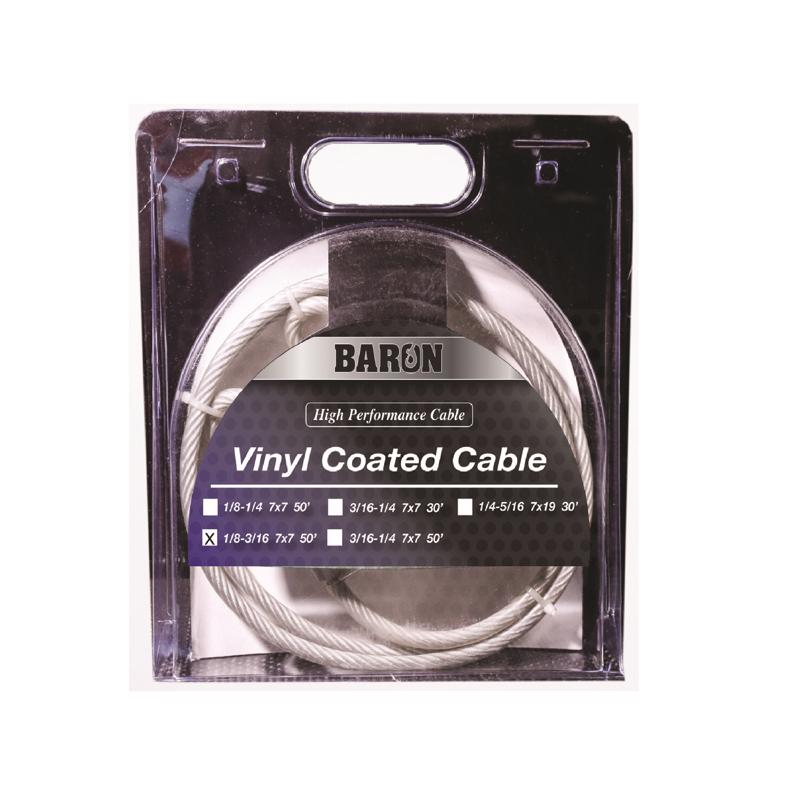 BARON - Baron Vinyl Coated Galvanized Steel 1/8-3/16 in. D X 50 ft. L Aircraft Cable