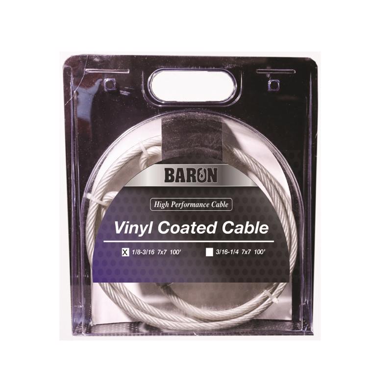 BARON - Baron Vinyl Coated Galvanized Steel 1/8-3/16 in. D X 100 ft. L Aircraft Cable