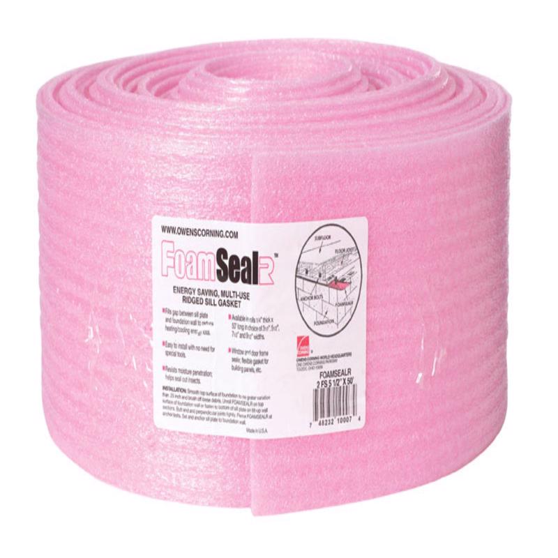 OWENS CORNING - Owens Corning ProPink ComfortSeal 7.5 in. W X 50 ft. L Unfaced Ridged Sill Gasket Roll 31.25 sq ft - Case of 6