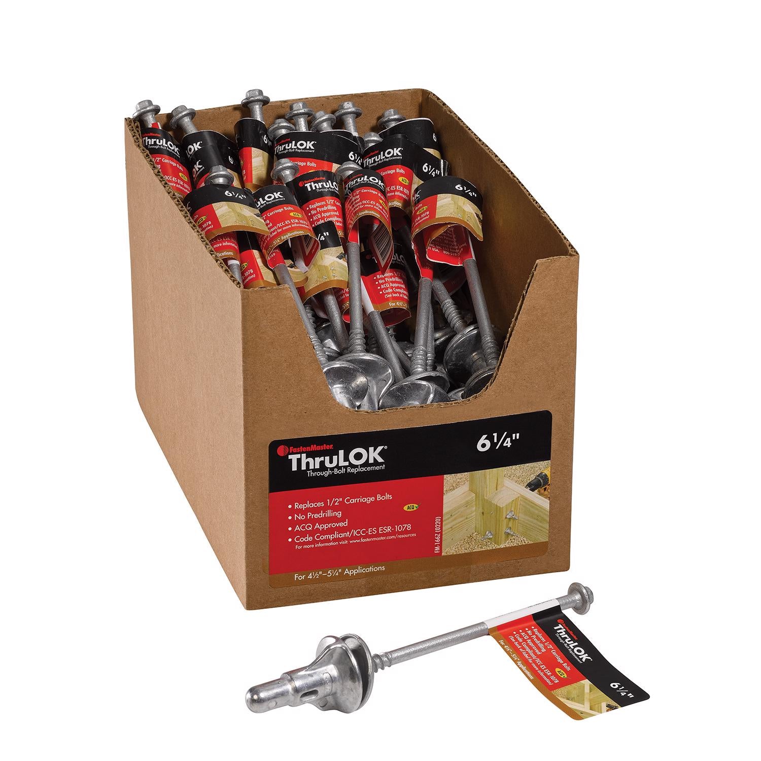 FastenMaster ThruLOK 1/2 in. X 6-1/4 in. L Hex Galvanized Steel Lag Screw 1 pk - Case of 30