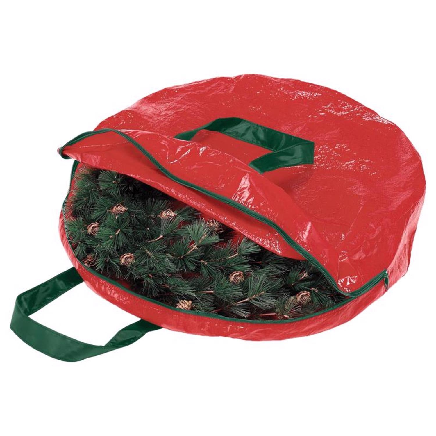 Whitmor Black/Red Wreath Storage Bag 17  H X 8 in. W X 1.8 in. D - Case of 6