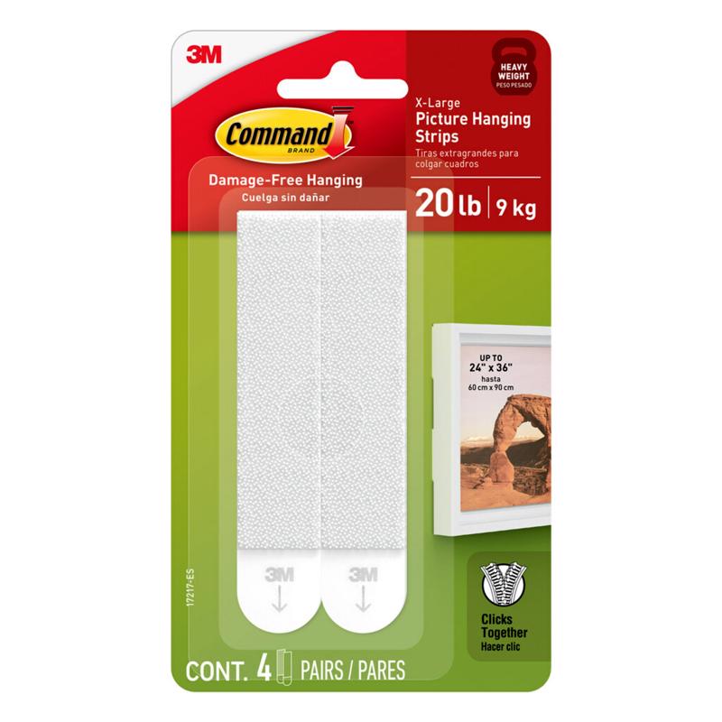 3M - 3M Command White Picture Hanging Strips 20 lb 4 pair - Case of 6