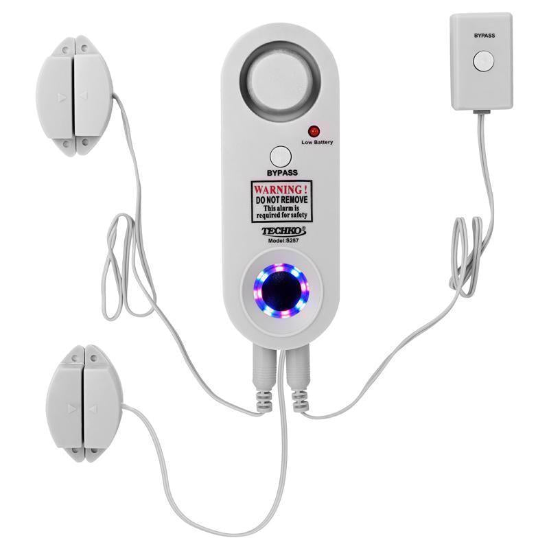 TECHKO - Techko Battery Powered/Plug-In Indoor and Outdoor White Security Alarm