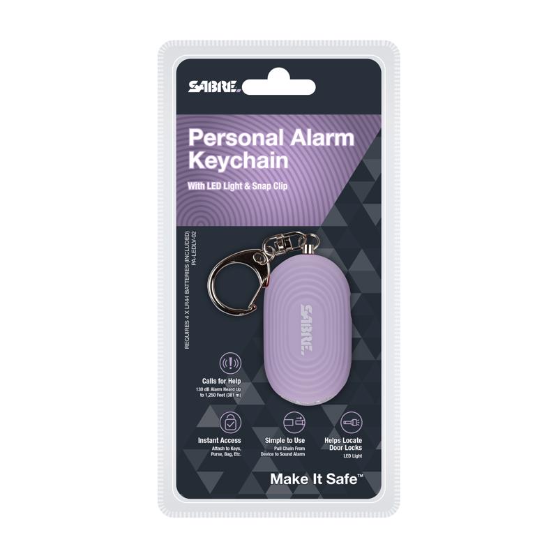 SABRE - Sabre Lavender Plastic Personal Alarm w/LED & Snap Hook