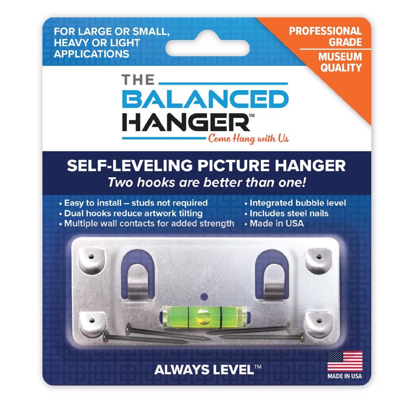 BALANCED HANGER - Balanced Hanger Always Level Metallic Silver Heavy Duty Mirror/Picture Hanging Kit 75 lb 1 pk